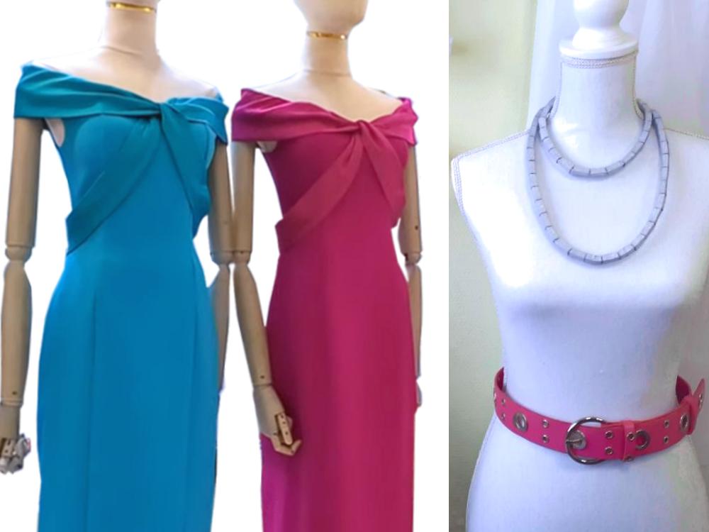 Mannequins with dresses and accessories