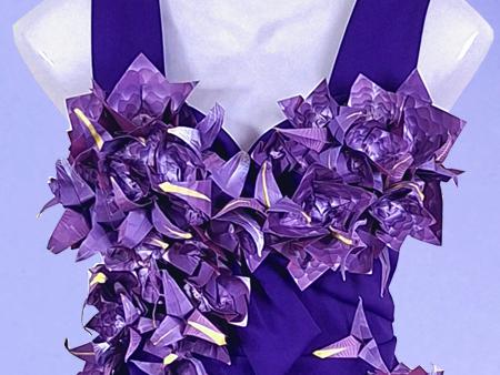 Origami flowers on a dress