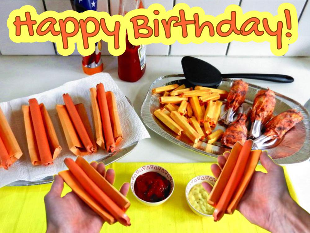 Verjaardagskaartje met Hotdogs
