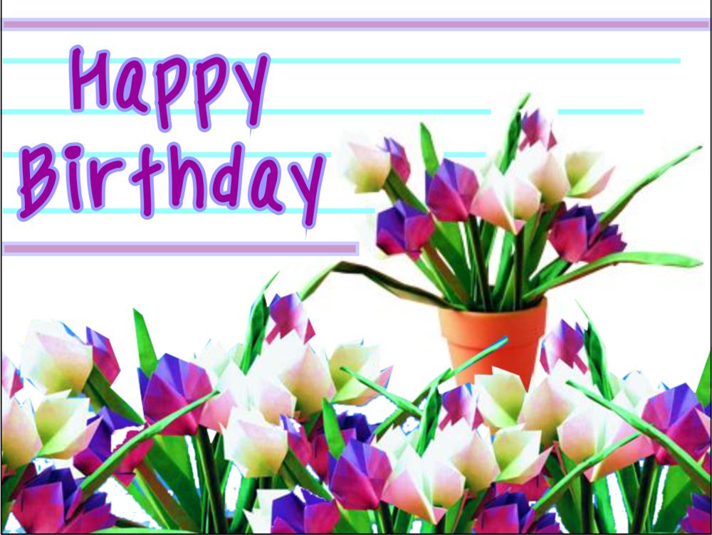 Origami Tulips Birthday Card