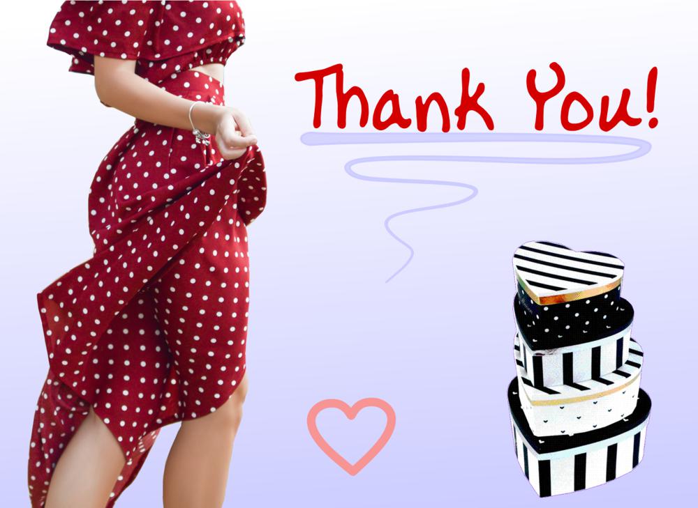 Dotted dress and heart boxes