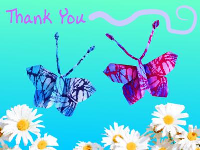 Origami Butterflies thank you card