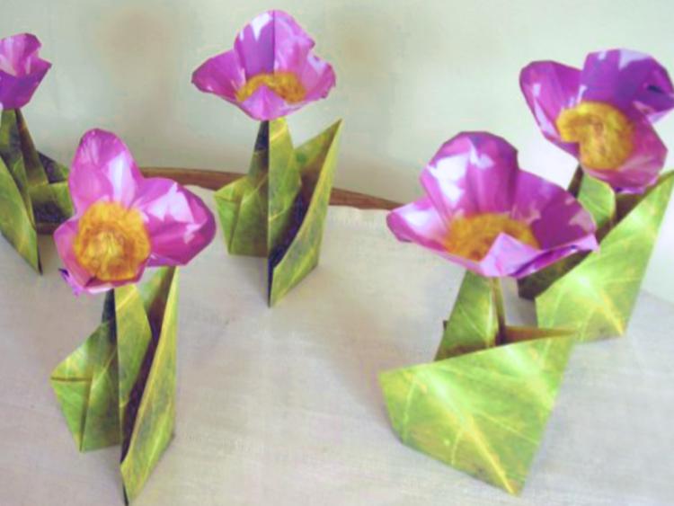 Pink Origami Flowers Pink Origami Flowers