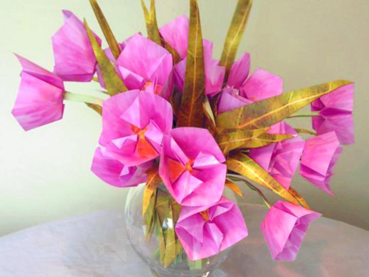 Pink Origami Flowers Pink Origami Flowers