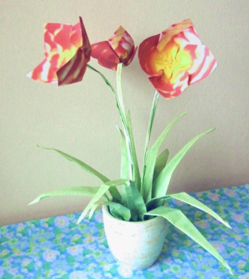Origami Flowers on long thin Stems Origami Flowers on long thin Stems