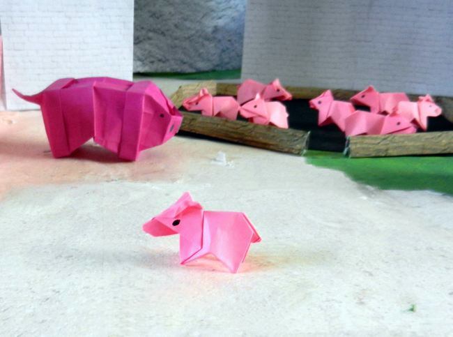 Origami varkens