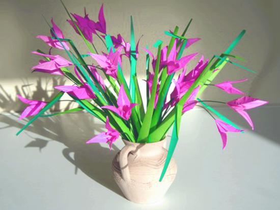 Roze Origami bloemen