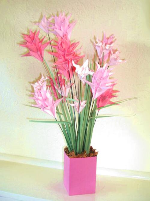 Roze Origami Bloemen