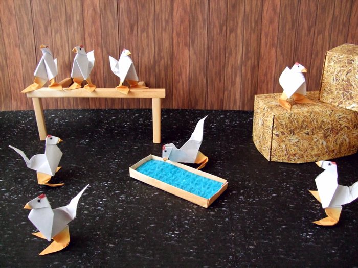 Origami chickens