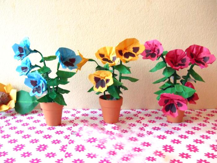 Origami pansies