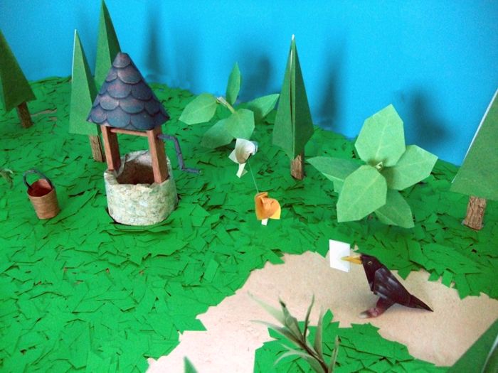 kirigami well in a forest made of paper models kirigami well in a forest made of paper models