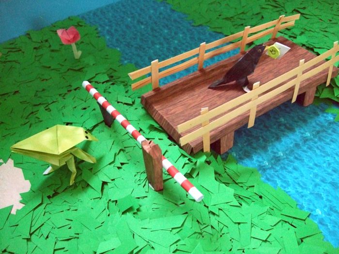 papieren brug in een origami filmset papieren brug in een origami filmset