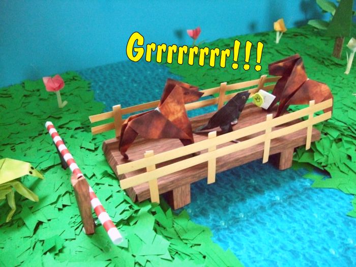 dieren van papier op een kirigami brug dieren van papier op een kirigami brug