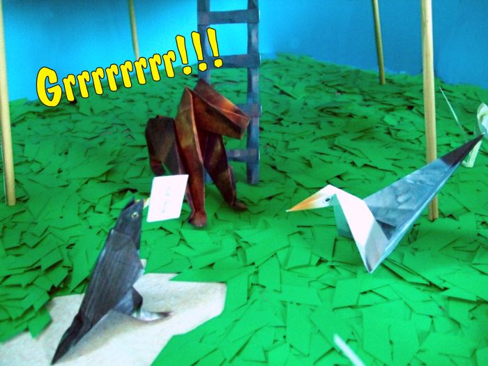 origami dog guarding a kirigami tower origami dog guarding a kirigami tower