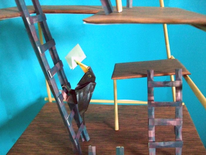 bird climbing a kirigami ladder bird climbing a kirigami ladder