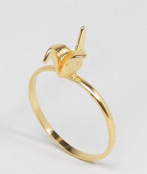 Ring met Origami kraanvogel