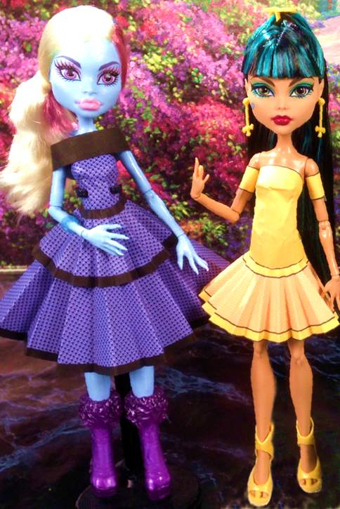 Monster High dolls with paper dresses