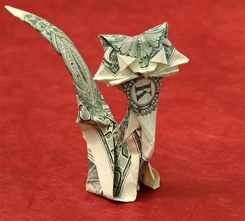 dollar bill origami cat