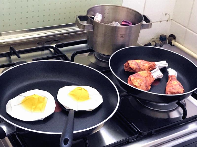 fried eggs and drumsticks