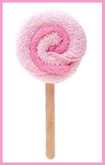 Pink washcloth lollipop