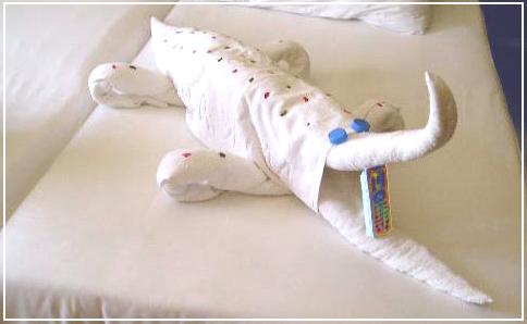 Towel origami Crocodile