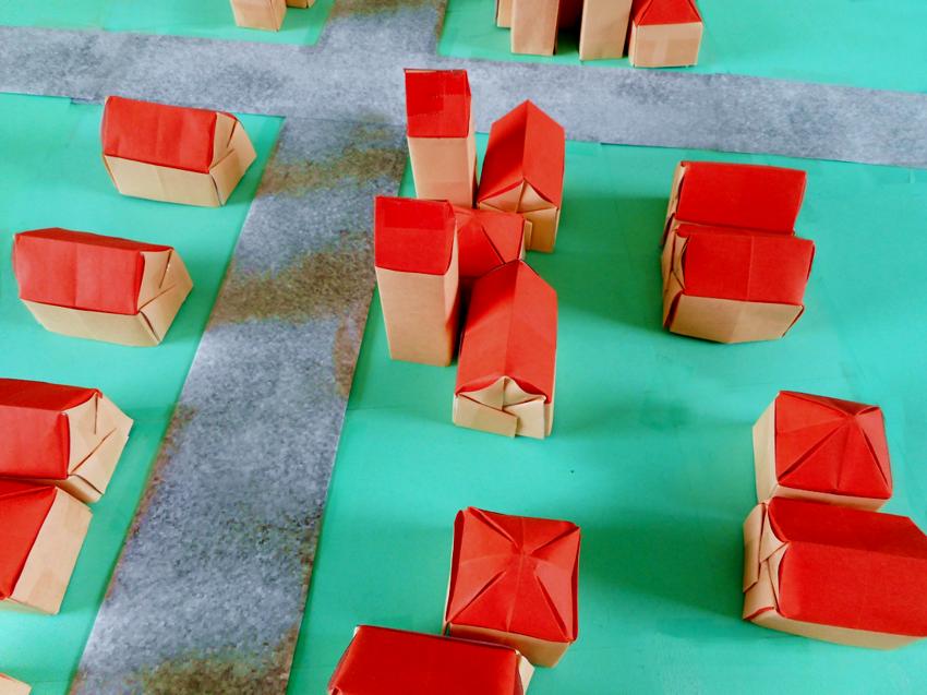 Origami blokken stad