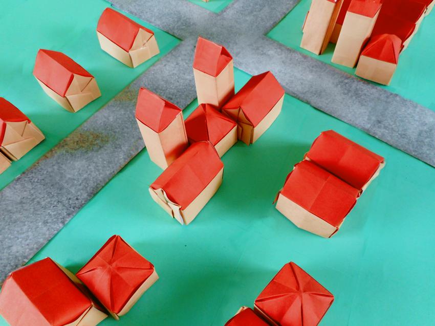 Origami blokken stad