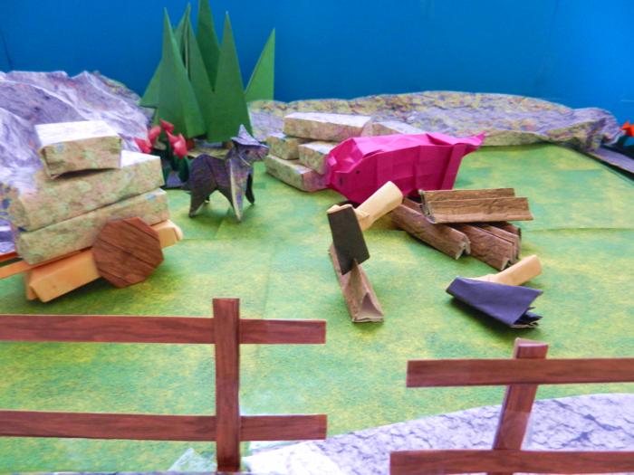 origami ezel en een varken