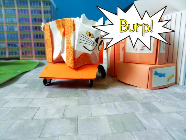 burping origami cat burping origami cat