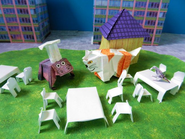 papierkunst frietkraam in een stad van papier papierkunst frietkraam in een stad van papier