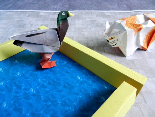 origami eend en een dikke papierkunst poes origami eend en een dikke papierkunst poes