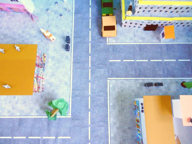 bovenaanzicht van een stad op schaal