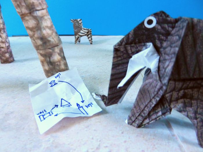olifantje van papier met een echte schatkaart olifantje van papier met een echte schatkaart