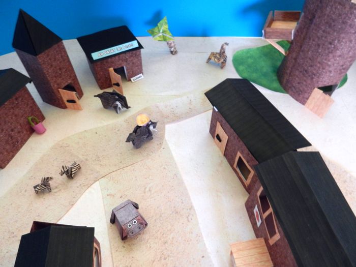 origami city viewed from above origami city viewed from above