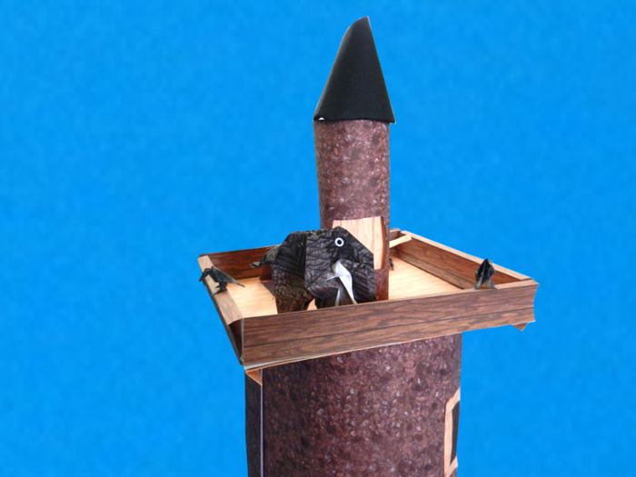 olifant van papier bovenop een hoge toren olifant van papier bovenop een hoge toren