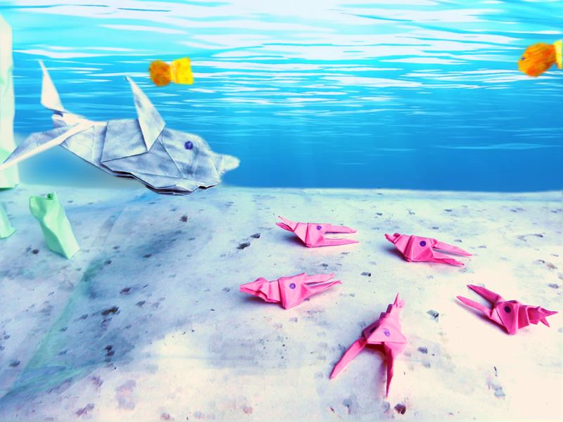 Origami shrimps
