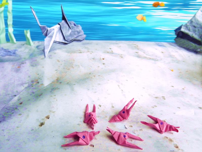 Origami shrimps