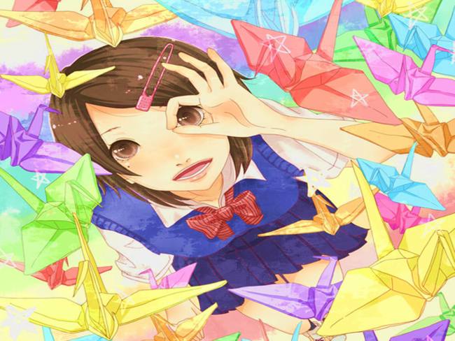 Anime origami cranes