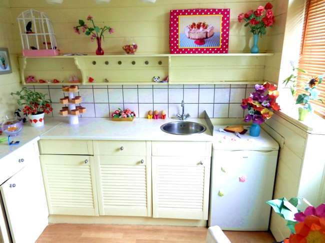 Kitchen in an Origami museum