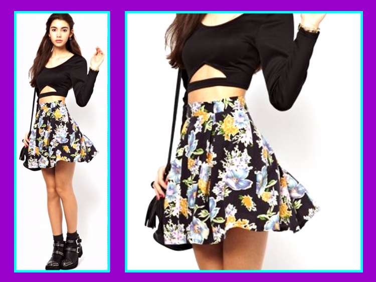 Skater skirt with origami print