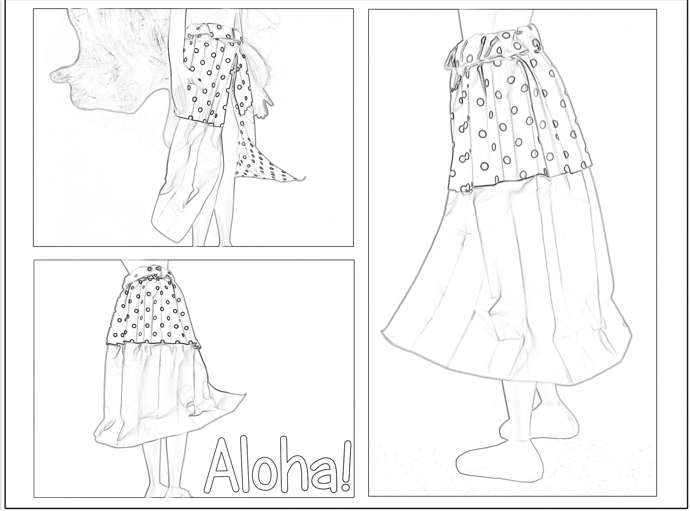 Origami skirt fashion drawing