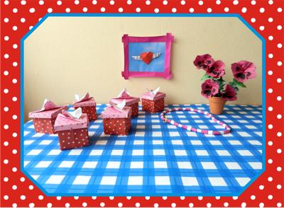 kawaii origami jigsaw with cute polka dot boxes