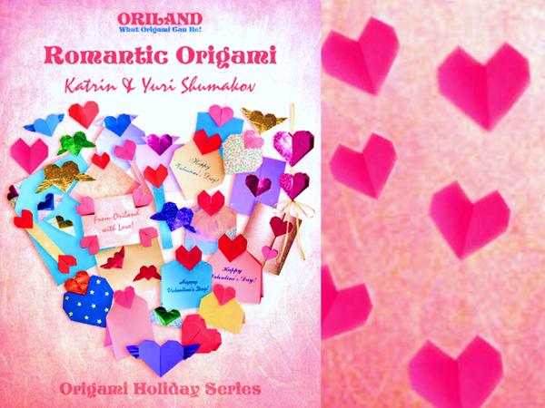 Romantic origami hearts