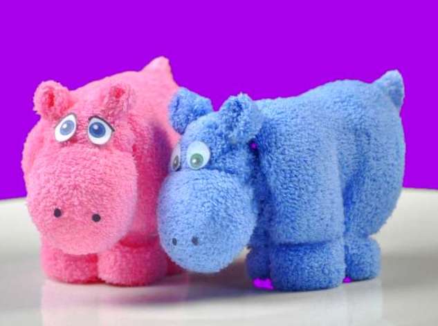 Cute washcloth hippos