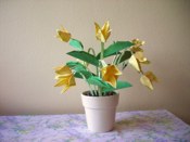 Cute origami flowers on a table