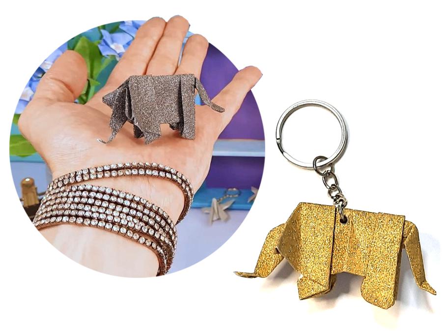 Origami Elephant Keychain Charm