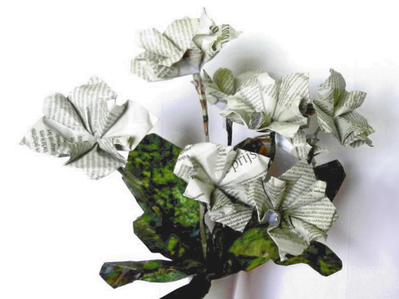 Origami Newspaper Flowers