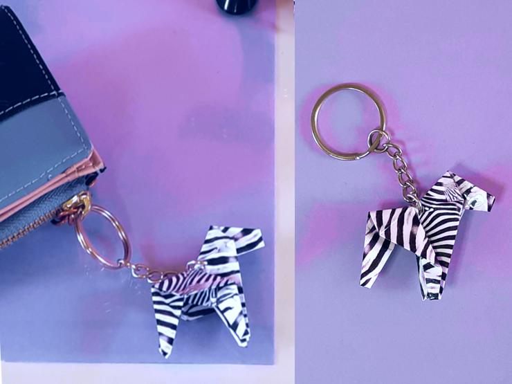 Origami Zebra Sleutelhanger