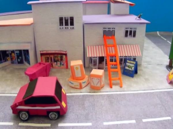 drukke straat op schaal van papierkunst drukke straat op schaal van papierkunst